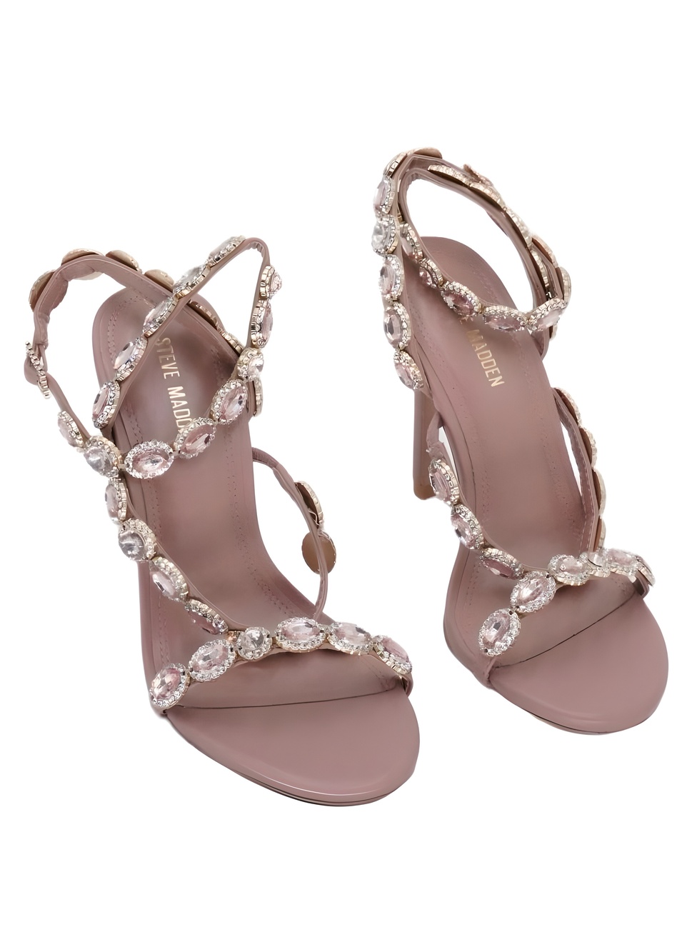 Steve Madden Tamala Gemstone-Embellished Stiletto Sandals Blush Size 6M